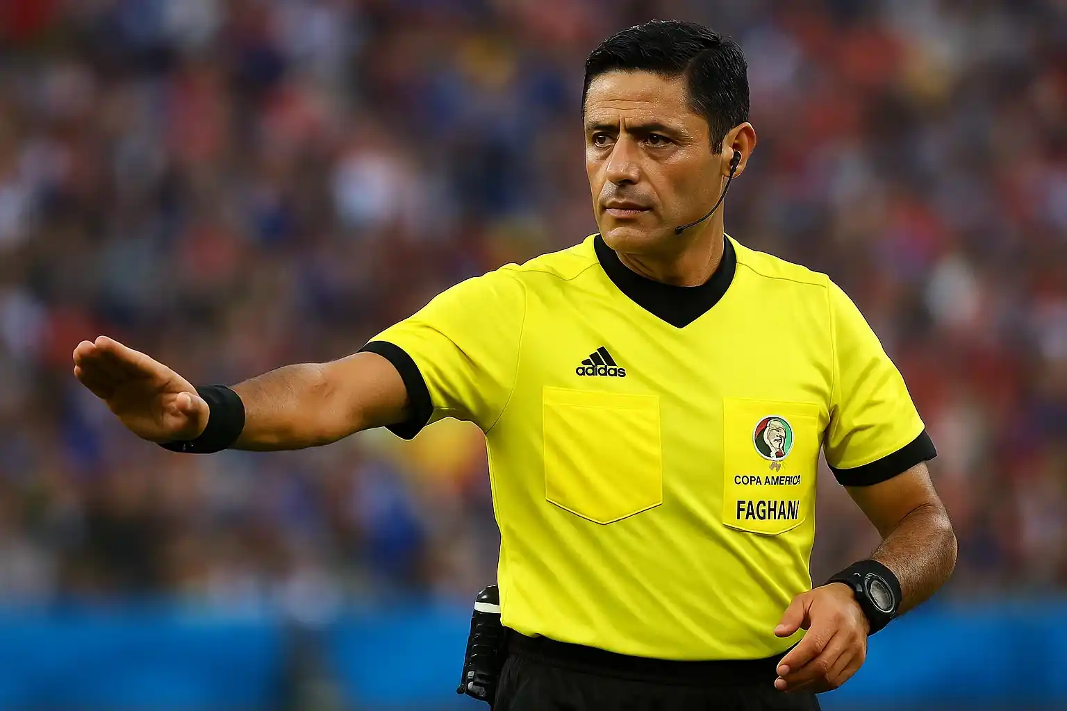 Faghani Alireza: Vị 'thánh' bắt chính chung kết FIFA 2025 3 Trọng tài Faghani Alireza trong một trận đấu tại Copa America